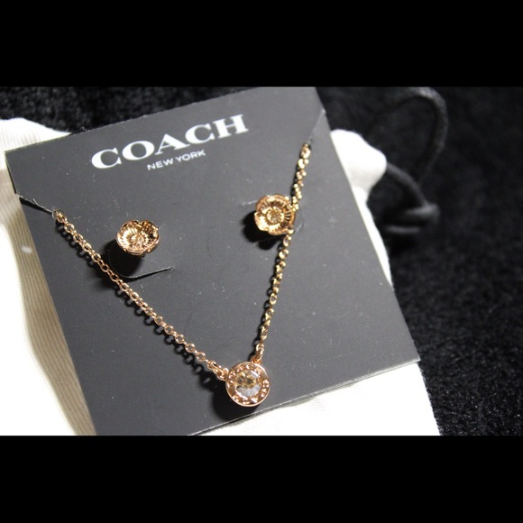 Coach Brand Rose Gold Necklace and Earring Set - Picture 6 of 7